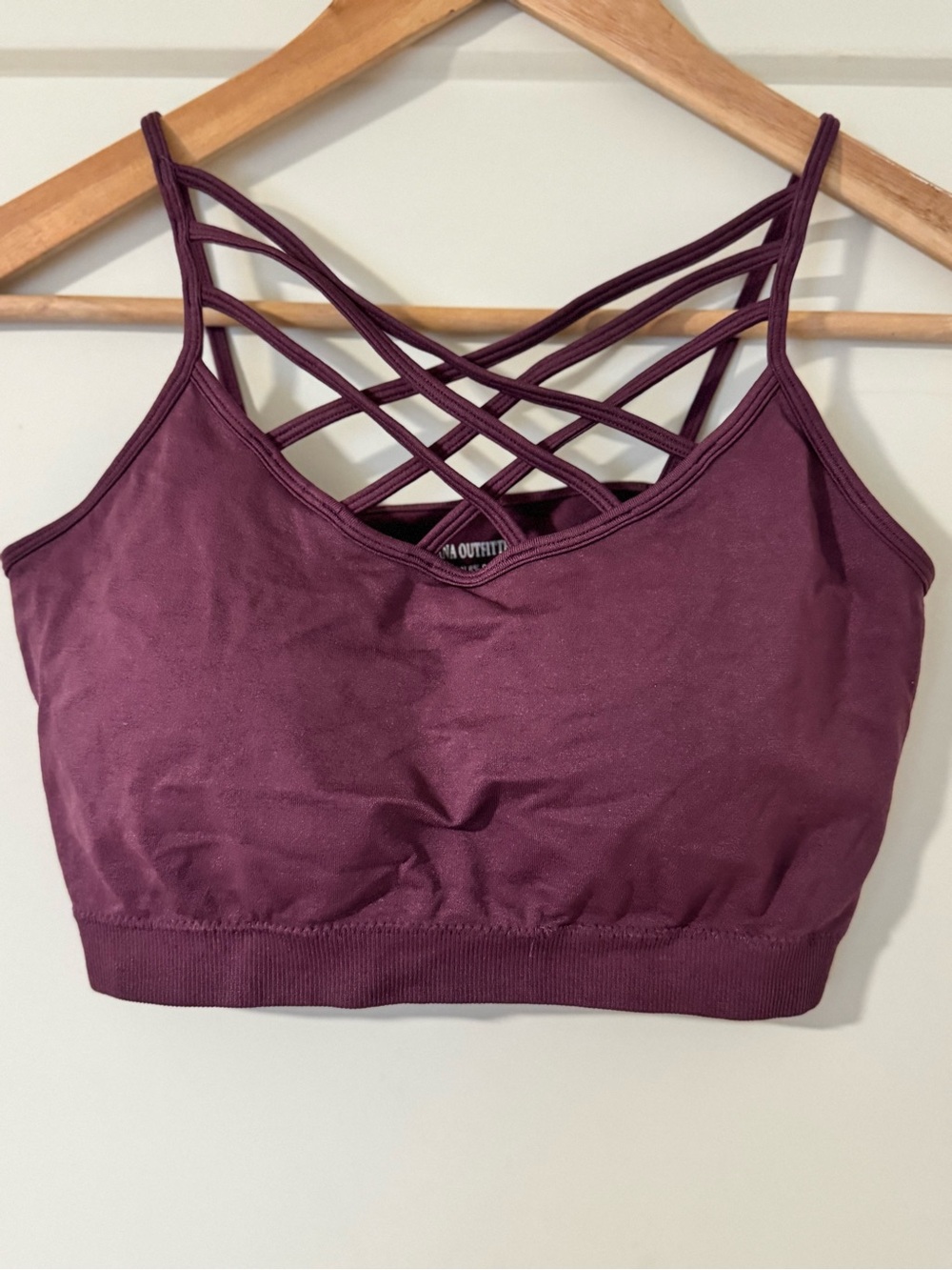 Crisscross Strappy Bralette Padded Inserts- Plum